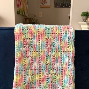 Handmade Pastel Crochet Throw Blanket Baby Blanket Lap Blanket